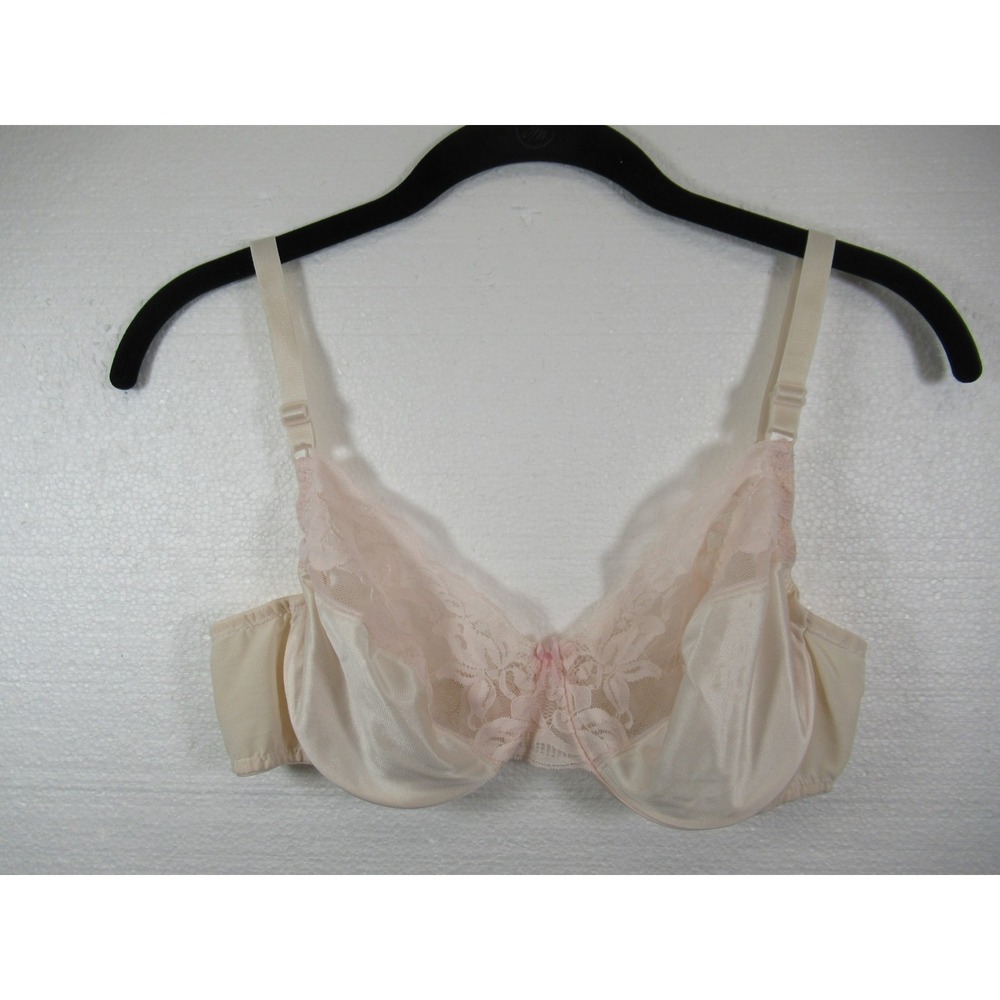 Vintage 90s Victoria's Secret Unlined Satin & Lace Bra 36C Pink Underwire